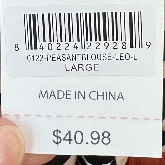 NWT Simply Southern Women's Peasant Blouse‎ Leopard Print Tan/Black Size Large - Picture 5 of 5